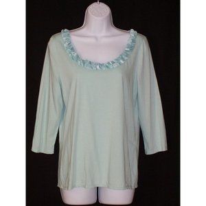 Talbots Top M Scoop Embellished Neck Pima Cotton Mint Green